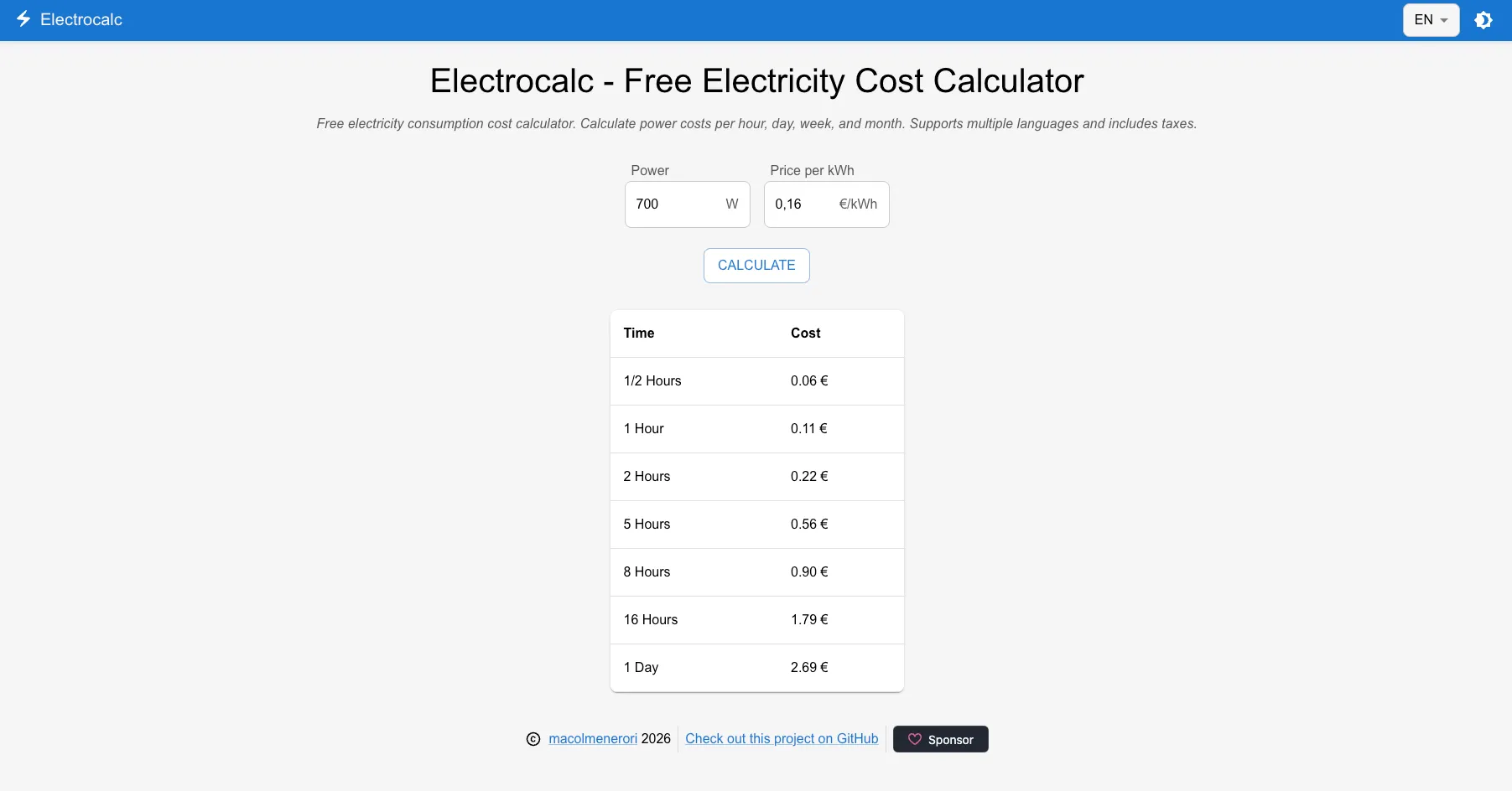electrocalc screenshot