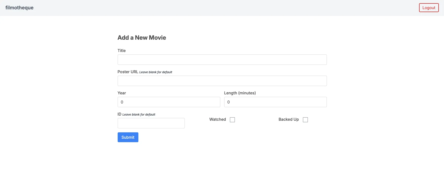 Filmotheque new movie view